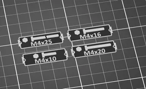 Gridfinity Bin Labels M4 Bolt heads