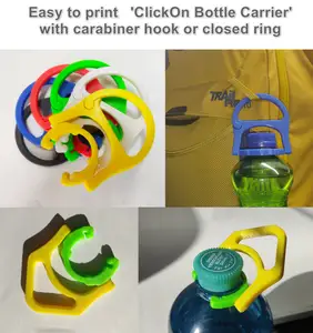 Print in place 'Clickon Bottle Carrier' with carabiner hook