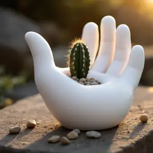 Flower pot in the shape of a hand