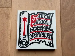 10x Lego Tile 2 x 2 with Magic Scroll with Black Runes and Red Wand Pattern