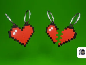 Minecraft Heart Keychains | Lovely gamer gift