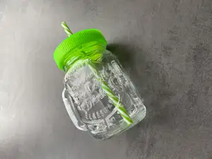 screw cap for drinking glass with straw hole