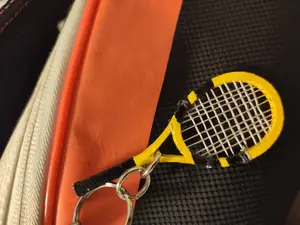 Mini tennis racquet keychain