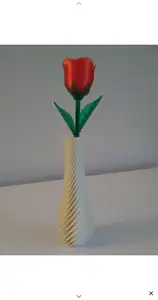 Rose with Stem, Sepals, and leaf