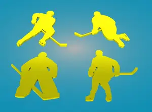 Hockey Player Goalie Silhouette Wall Art Set