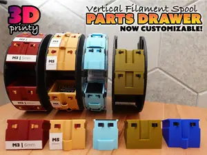Vertical Filament Spool Parts Drawer (OpenSCAD)