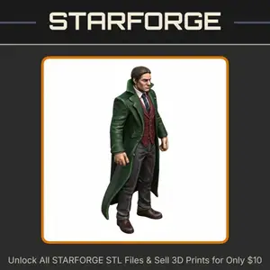 28mm Victorian Gentleman Long Coat Suit Formal Attire Strolling Pose StarForge Kits 3D Print STL File