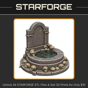 28mm Stone Altar Skulls Gothic Arch Steps Bone Decor StarForge Kits 3D Print STL File