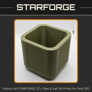 Rectangular Ribbed Planter for Modern Indoor Decor Vase Mode StarForge Kits 3D Print STL File