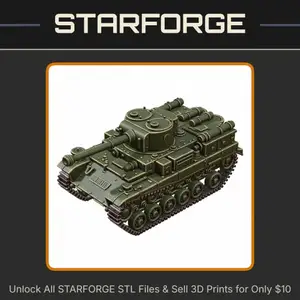 28mm WW2 German Tiger Tank Model Anime Style Detailed Tracks Turret StarForge Kits 3D Print STL File