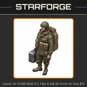 28mm WW2 Soldier Carrying Suitcase and Backpack in Military Gear StarForge Kits 3D Print STL File