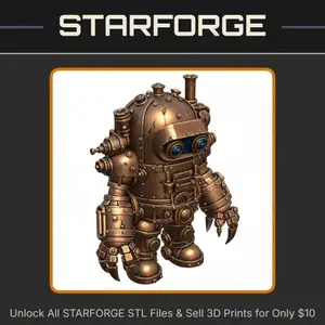 28mm Steampunk Robot With Claw Hands Gears And Pipes StarForge Kits 3D Print STL File