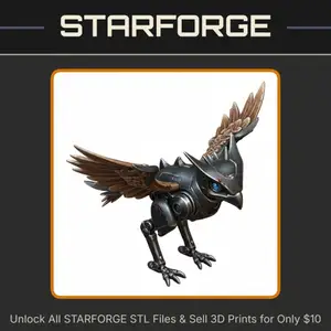 28mm Futuristic Mechanical Bird with Articulated Wings and Detailed Features StarForge Kits 3D Print STL File