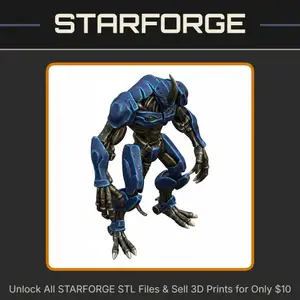 28mm Futuristic Biomechanical Humanoid Creature with Armored Plating and Clawed Feet StarForge Kits 3D Print STL File