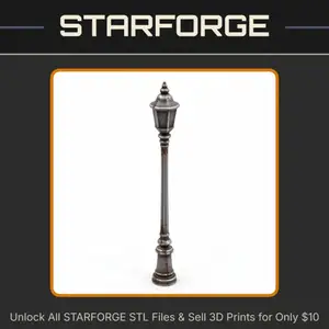 28mm Classic Victorian Style Street Lamp Post Model StarForge Kits 3D Print STL File