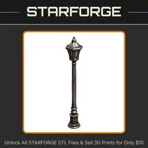 28mm Victorian Style Street Lamp Post Urban Terrain Element StarForge Kits 3D Print STL File
