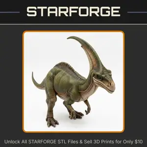 28mm Parasaurolophus Dinosaur Realistic Ancient Creature Model StarForge Kits 3D Print STL File