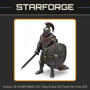 28mm Ancient Warrior with Crested Helmet and Ornate Shield Holding Sword StarForge Kits 3D Print STL File