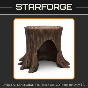 Tree Stump Themed Pet Hideaway for Reptiles and Small Animals StarForge Kits 3D Print STL File