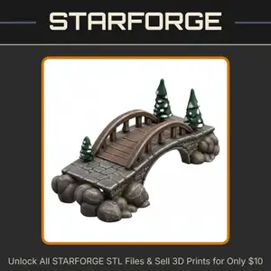 Holiday Decor Snowy Bridge with Festive Pines for Christmas Village StarForge Kits 3D Print STL File
