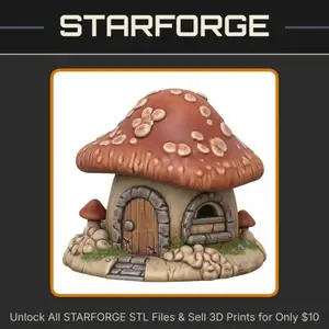 Fairy Garden Charming Mushroom House with Rustic Details StarForge Kits 3D Print STL File
