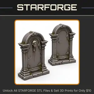 28mm DND Fantasy Gravestone Set for Cemetery Terrain StarForge Kits 3D Print STL File