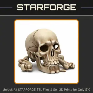 28mm DND Sinister Skull with Crossbones of Fallen Giant StarForge Kits 3D Print STL File