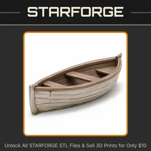 28mm DND Small Simple Fishing Boat for River or Lake Terrains StarForge Kits 3D Print STL File