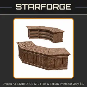 28mm DND Tavern Bar Countertop Fantasy Terrain Miniature for Tabletop Gaming StarForge Kits 3D Print STL File