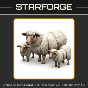 28mm DND Flock of Furry Woolly Sheep Fantasy Miniature StarForge Kits 3D Print STL File