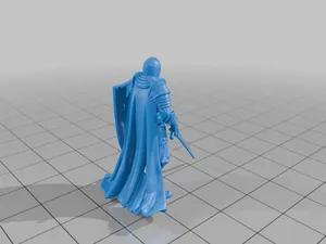 28mm DND Armored Knight Helmet Shield Sword Cross Emblem Cloak StarForge Kits 3D Print STL File