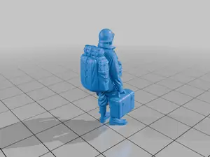 28mm WW2 Soldier Carrying Suitcase and Backpack in Military Gear StarForge Kits 3D Print STL File