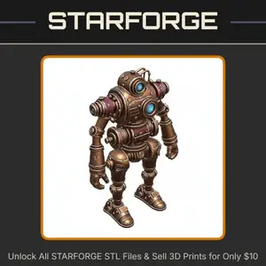 28mm Steampunk Mechanical Robot with Gears and Pipes StarForge Kits 3D Print STL File
