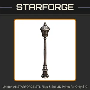 28mm Victorian Style Street Lamp Post Urban Terrain Element StarForge Kits 3D Print STL File