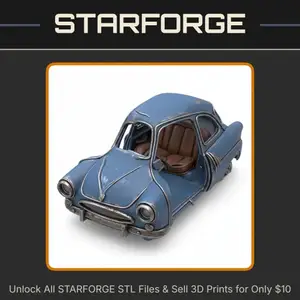 28mm Classic Vintage Car Model Open Doors Detailed Interior Design StarForge Kits 3D Print STL File