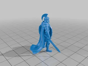 28mm Ancient Warrior with Crested Helmet and Ornate Shield Holding Sword StarForge Kits 3D Print STL File