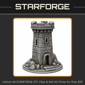 Fairy Garden Fortress Tower with Stone Base Decoration StarForge Kits 3D Print STL File