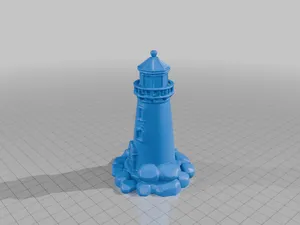 Fairy Garden Lighthouse with Rustic Stone Base for Coastal Scenes StarForge Kits 3D Print STL File