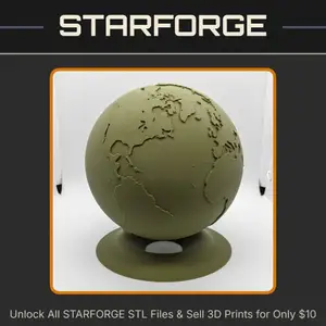 Floating Globe Earth Educational Model for Geography Learning StarForge Kits 3D Print STL File