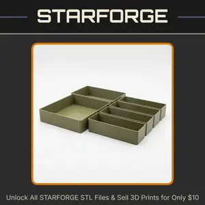 Modular Kitchen Drawer Organizer Set with Various Sizes StarForge Kits 3D Print STL File