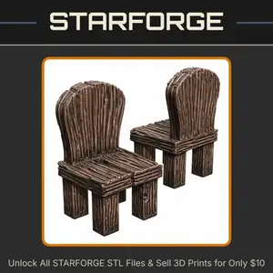 28mm DND Simple Wooden Tavern Chair Fantasy Terrain Miniature for Tabletop Gaming StarForge Kits 3D Print STL File
