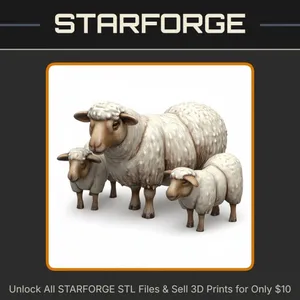 28mm DND Flock of Furry Woolly Sheep Fantasy Miniature StarForge Kits 3D Print STL File