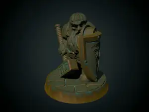 Dwarf Paladin 28mm (supportless, FDM friendly)