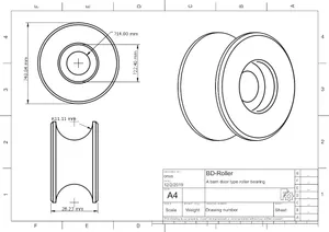 Barn Door Roller (608 Bearings) for 1/2" IPS