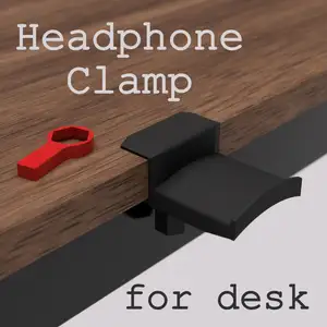 Headphone Holder - Clamps onto your desk! | Desk Headphone Clamp Mount Hook |For desks with a small edge | Two sizes availible | Edge Clamp Low Profile