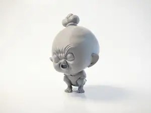 Angry Face Little Girl Figurine Female Character 3D Print