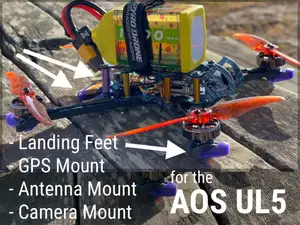 AOS UL5 Parts: GPS mount, antenna mounts, landing feet skids, arm protectors, O3