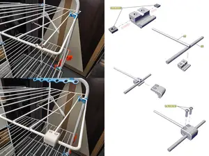 Repair set for broken drying clothes rack with M3 square nuts