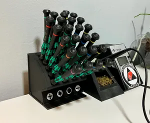 Easy-Access Desktop Screwdriver Holder — Parametric, No Supports