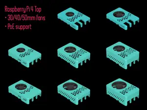 Hazi's Raspberry Pi 4 Case Lid + Ez Fan Mount / PoE-Hat Support